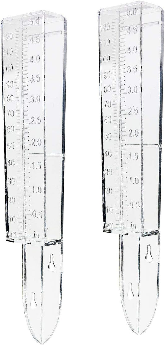 Rain Gauge 2 Pack-Plastic Home Clear Rain Water Meter for Lawn Yard Garden Outdoor Home (Pack of 2)