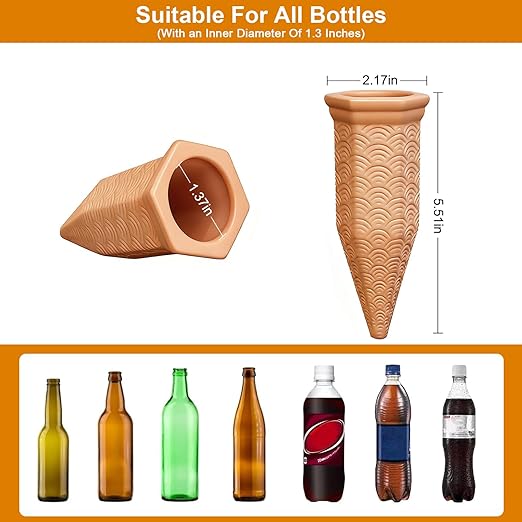 Plant Watering Spikes 12 Pack,Terracotta Plant Watering Spikes Wine Bottle Automatic Plant Waterer for Watering Indoor and Outdoor Plants While on Vacation - Plant Perfect Self-Watering Device