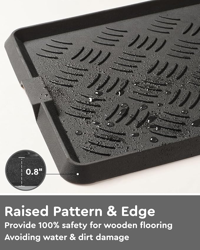 tchdio 2 Pack Rubber Boot Set, Non Slip Shoe Tray for Entryway, Multipurpose Boot Mat Tray, Durable Entryway Mud Mat for Front Door, 16x27.5 Inches