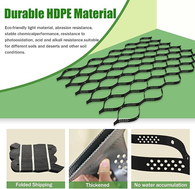 2" Thick Gravel Ground Grid 9ft x 17ft - Geo Grid Driveway Stabilization Grids, Gravel Retainer Grid 1800 LBS Per Sq ft, Geocell Paver System for Walkway Driving RV Parking Slopes and Garden
