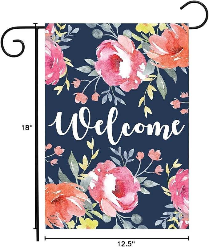 Briarwood Lane Watercolor Floral Spring Garden Flag Welcome Flowers 12.5" x 18"