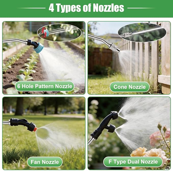 2 Gallon Electric Garden Sprayer, 7.4V Battery Powered Sprayer with USB Rechargeable Handle, Telescopic Wand, 4 Adjustable Nozzles, Battery Indicator, Shoulder Strap for Lawn, Plant Watering & Yard