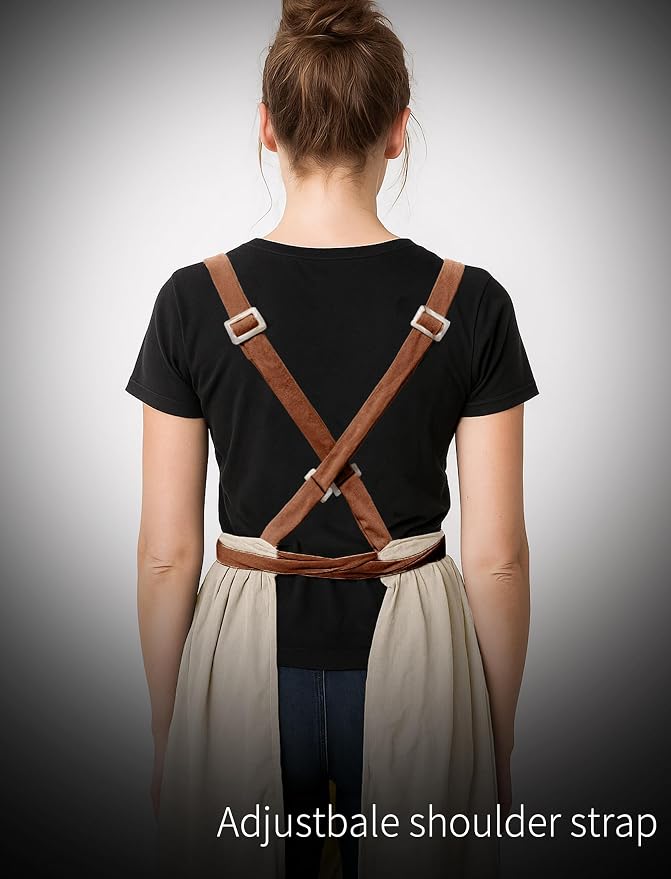 Pinknoke Vintage Pinafore Apron Dress for Women with Pockets Cute Floral Chef Aprons for Kitchen Cooking Baking Gardening