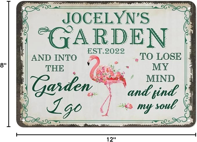 Customize Metal Signs with Name Garden Sign Personalized Waterproof Vintage Decorative Metal Print for Wall Decor Home Garden Ideas Gifts Made in USA