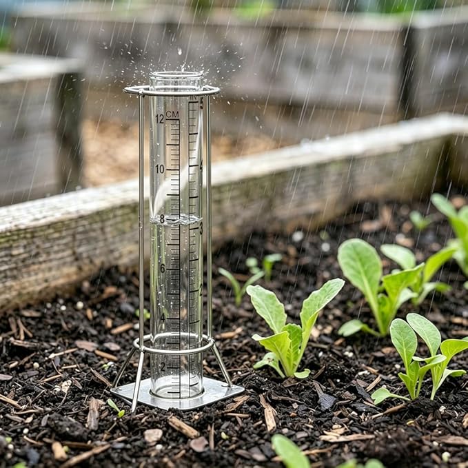 LIOOBO Glass Rain Gauge Replacement Tube 5" Clear Rain Meter Cylinder with Easy-Read Scale, Outdoor Weather Gauge Refill for Yard Garden