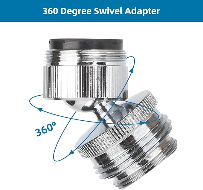 Hibbent Faucet Adapter Kit, Swivel Aerator Adapter to Connect Garden Hose - Multi-Thread Kitchen Sink Faucet to Garden Hose Adapter 3/4 Inch - Chrome Finished