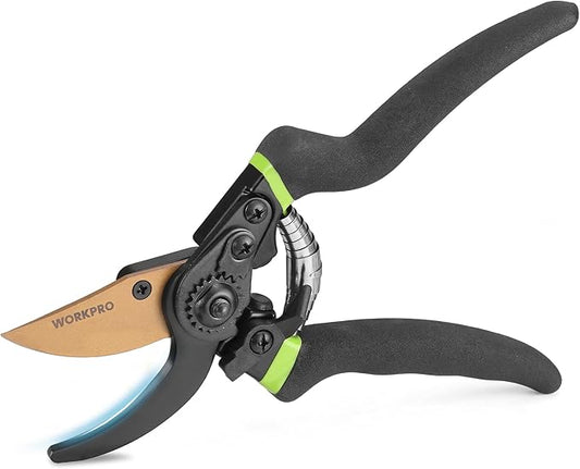 WORKPRO 8.5" Bypass Pruning Shears, Die-cast Aluminum Handle, Garden Shears with Sharp SK5 Blade, Garden Clippers, Hand Pruner for Branches, Flowers, Fruits, Plants, Effortlessly Prunes 3/4" Branches