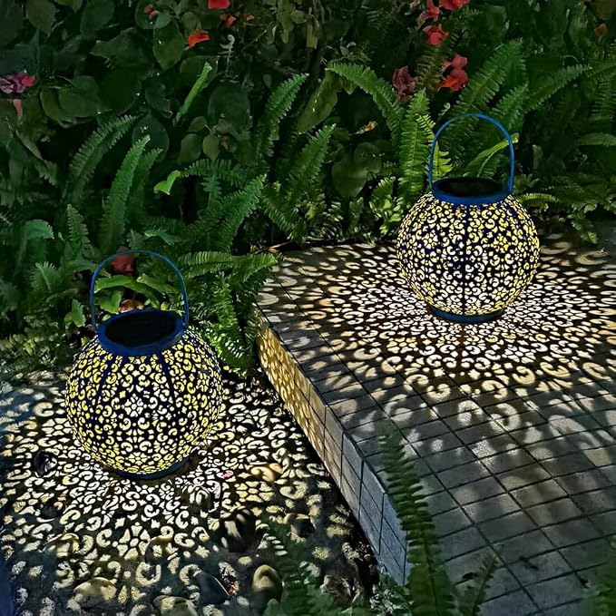 Big Solar Lantern Outdoor Waterproof, Go2garden Gifts for Mom Yard Decorations Lights for Balcony Party Ornaments, Birthday Mothers Day Gifts for Women Wife Grandma (1 Pack, Teal Blue)