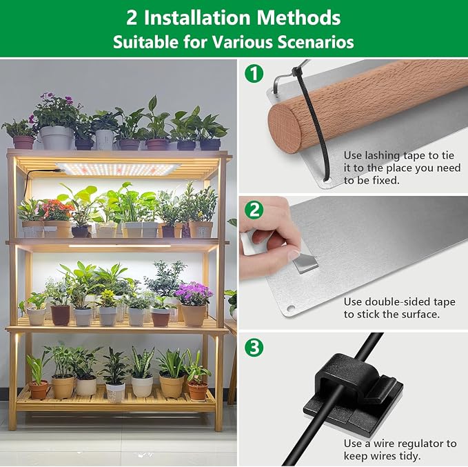 Aumtrly Grow Lights for Indoor Plants, Full Spectrum Under Shelf Plant Lights for Growing Seedling, Light and Thin 138 LED Grow Lamp Panel with 6/12/16H Timer, 3 Light Modes, 5 Dimmable