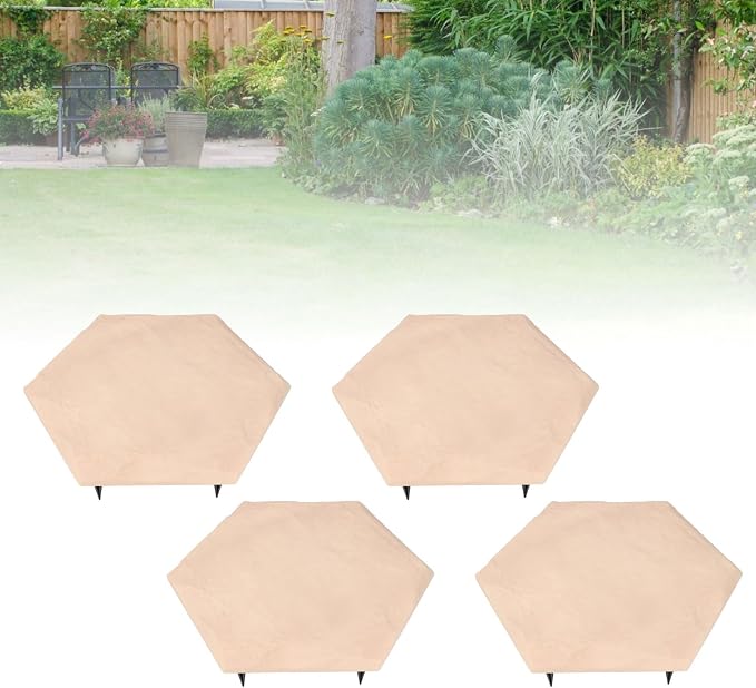 4Pcs Large Stepping Stones,Outdoor Stepping Stones with 24pcs Ground Stakes,Outside Flooring Pavers Decorative for Garden Yard Lawn Pathway Walk Way (Beige)