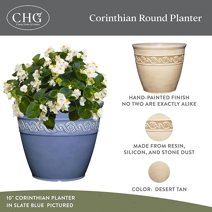 Classic Home and Garden by Growscape Corinthian Planter Pot (8" Desert Tan)