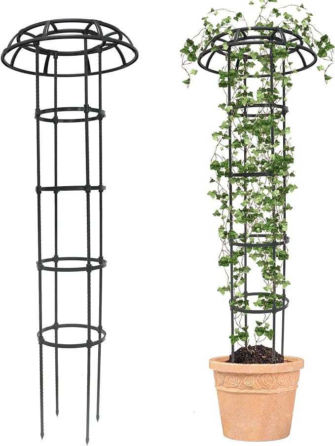 Quibbay Garden Trellis for Climbing Plants Outdoor, 65 Inch Mushroom Top Trellis for Climbing Plants, Plant Trellis Support for Potted Plants Climbing Vine Rose Clematis Vegetable Trellis, 2 Pack