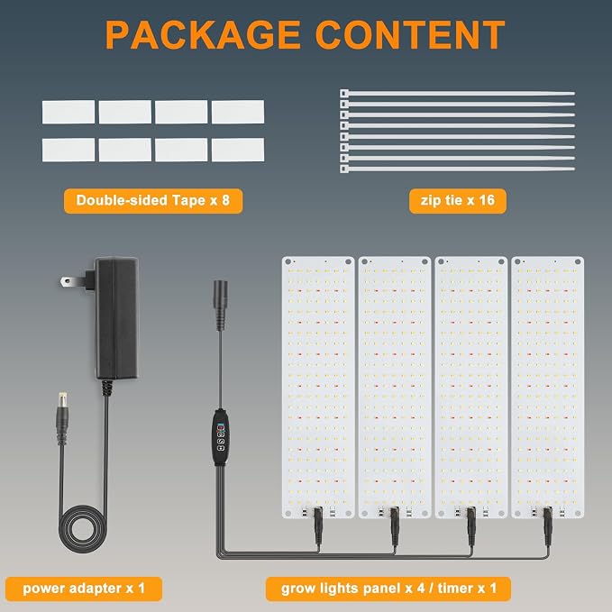 Led Grow Light,Ultra-Thin Panel Grow Lights for Indoor Plants,644LEDs Full Spectrum Grow Lights for Under Cabinet Plant, Grow Lamp with 3/9/12H Timer,10 Dimmable Levels for Plants Growing (4pcs Pro)
