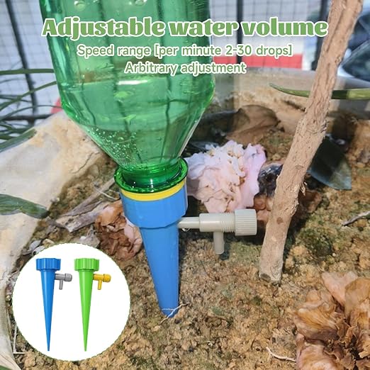 30 Pack Automatic Plant Watering Devices with Blue and Green Colors, Plant Watering Spikes, Self Watering Spikes for Vacation Plant Maintenance and Daily Hydration Control