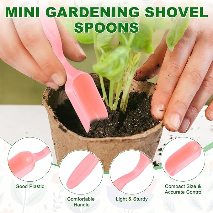 M METERXITY 20-Pack Mini Gardening Shovel Spoons, Plastic Garden Soil Scoops for Cultivation Digging Transplanting/Flower Planting/Plant Succulent, Colorful Small Gardening Tools [Multicolor]
