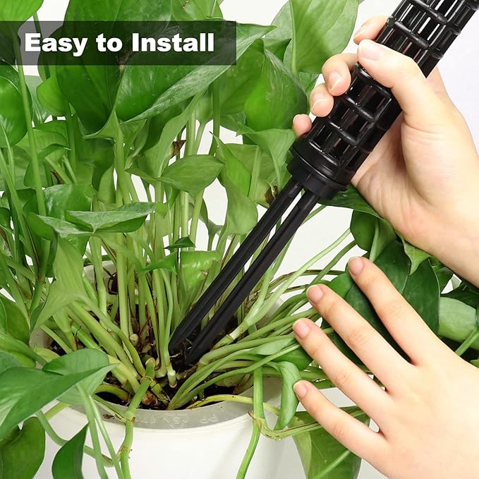 Moss Pole for Climbing Plants Monstera, Indoor Plant Supports, Plastic Moss Stick, Plant Stake for Garden, Extension Aid Climbing Rob (Black, 6pcs 10inch)