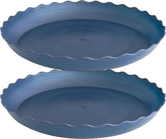 2 Pack of 10 inch Plant Saucer Plant Tray, Plastic Plant Saucer, Heavy Duty Plant Tray for Pots, Plant Saucers for Indoors Planter, Garden Water Plate Bowls for Gallon Grow Bags (Blue)