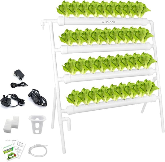 Hydroponic NFT 36 Holes Growing System with Special Fertilizer Timing Cycle, PVC Pipe Garden Plant Kit
