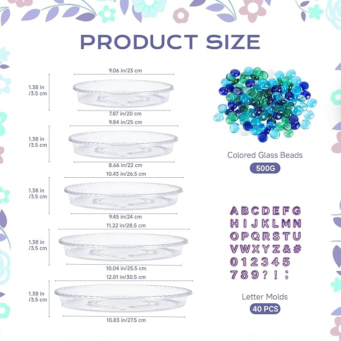 5 Size Stepping Stone Molds Set, Reusable DIY Clear Plastic Molds Kits, Molds for Concrete Stepping Stones, Multiple Sizes for Craft Projects