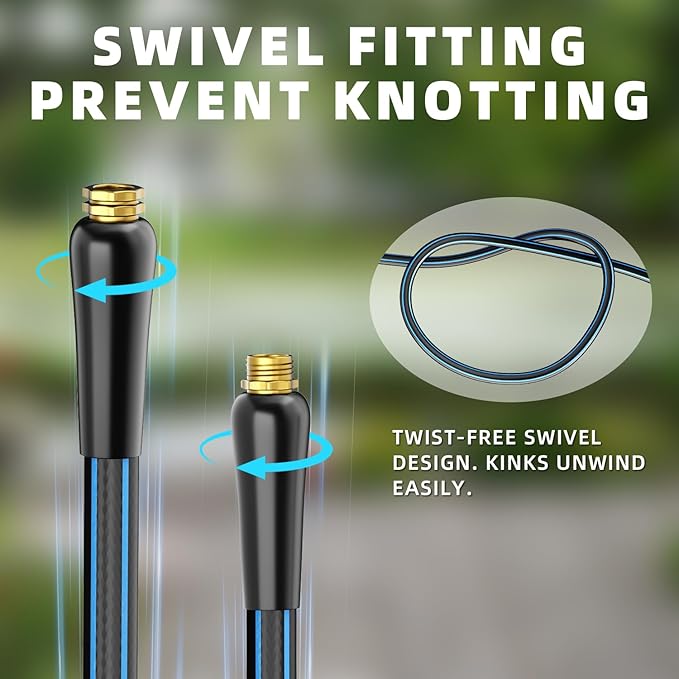 Besiter Short Garden Hose 5FT: Water Hose with Sturdy Brass Fittings - Flexible Lightweight Portable Leakproof Hose 5/8" - Hybrid Rubber Portable Hose for Garden, Car Washing, and Outdoor Cleaning