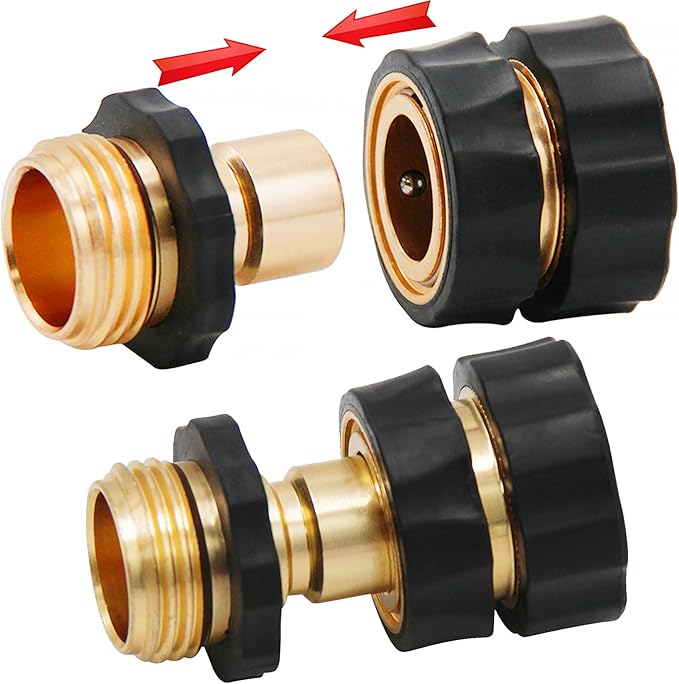 Triumpeek 3/4" Garden Hose Connector, 12 Pieces Garden Hose Quick Connect Fittings, Male and Female Quick Release Garden Hose Connector