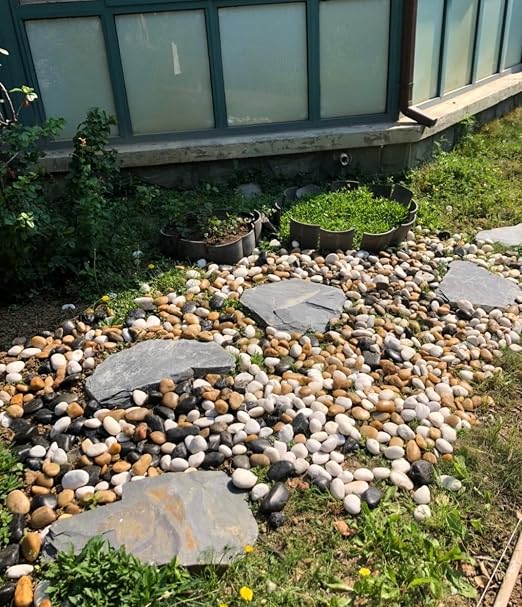 FANTIAN 20 lbs Pebbles for Indoor Plants, 0.8-1.2 Inch Polished River Rocks Decorative Stones for Garden, Aquarium, Vase Fillers, Outdoor Landscaping and Backyard