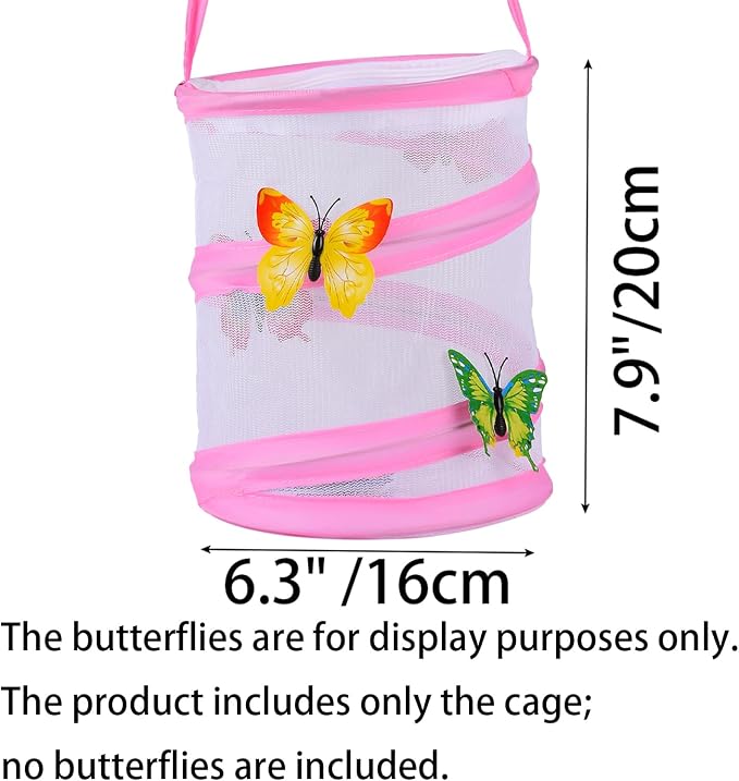 Insect Lore Butterfly Garden Habitat Foldable Washable and Reusable Butterfly Cage (Pink, S)