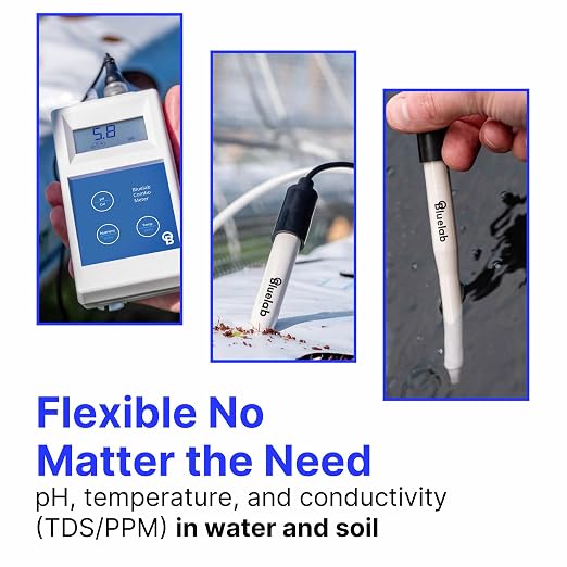 Bluelab METCOMPLUS Combo Meter Plus for pH, Temperature, and Conductivity in Water and Soil with Easy Calibration, Digital Nutrient (TDS/PPM) Testing Kit for Hydroponic System & Growing Indoor Plants