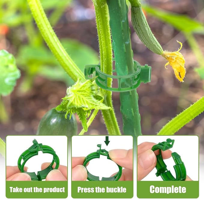 300 PCS Secured Plastic Plant Clip 2025 New Plant Support Clips Tomato Trellis Crop Clip for Plant Vegetables Fruit Flower (Green)
