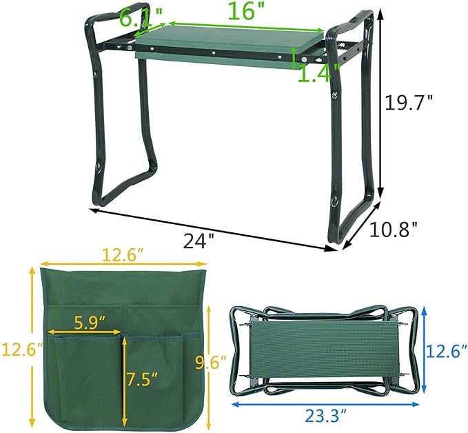 ShoppingOnBed Folding Garden Bench Seat Stool Kneeler