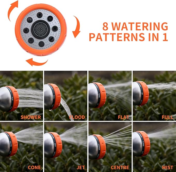 Garden Hose Nozzle,8 Patterns Hose Sprayer High Pressure,Heavy Duty Dog Wash,Metal Water Hose Nozzle with Soap Dispenser,Car Wash Foam Gun with A Car Wash Mitt