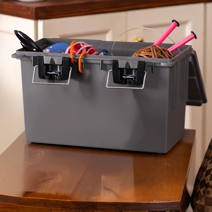 Sheffield 12766 XL Storage Bins With Lids, Stackable Storage Bins, Lockable Containers with Lids, Plastic Containers for Home, Classroom, and Dorm