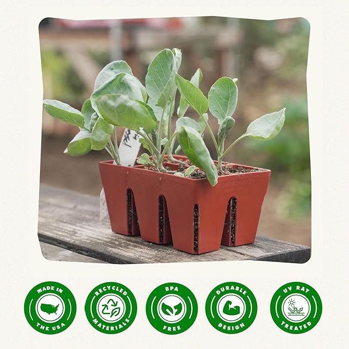 Epic Gardening Reusable Seed Starter Tray - 6 Cell/72 Seedling Starter Trays - Easy Watering, Indoor Greenhouse, Plant Starter, Gardener-Friendly for Seedlings | UV-Treated & BPA-Free - Terracotta