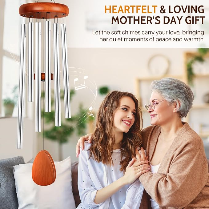 Wind Chimes for Outside, Fathers Day Dad Gifts for Men & Gifts for Women, Mom, Grandma, Deep Tone Soothing Melodic Chimes, Memorial & Sympathy Wind Chimes, Suitable for Garden, Porch & Patio Decor