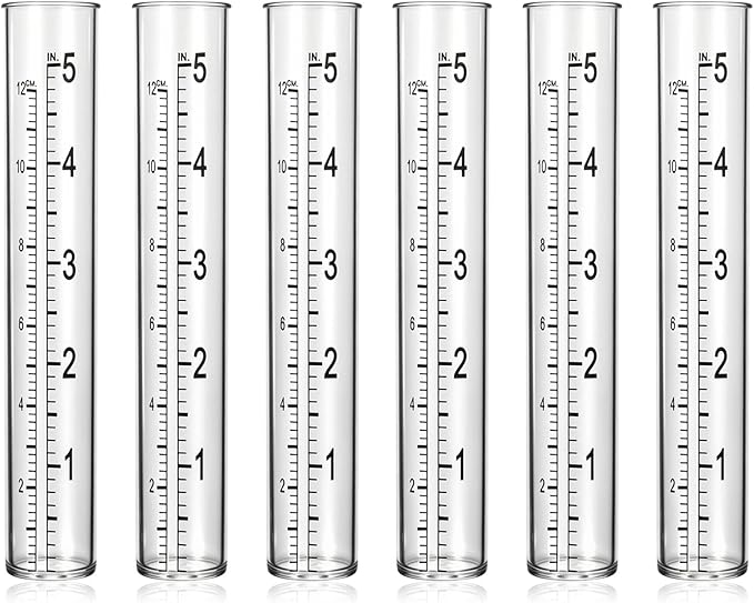 JJUNW 6PCS Rain Gauge Replacement Tubes, 5" Transparent Outdoor Rain Meter Tubes, Plastic Replacement Tube for Lawn Garden Yard Home