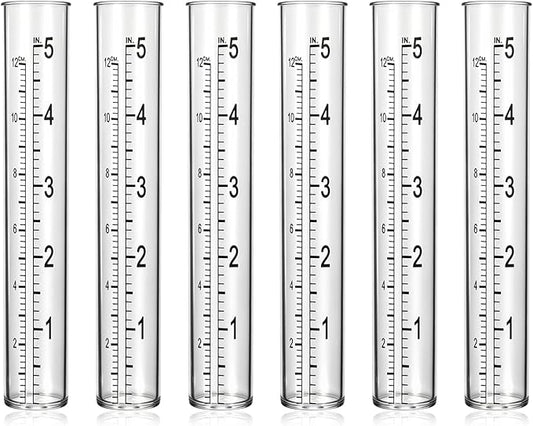 JJUNW 6PCS Rain Gauge Replacement Tubes, 5" Transparent Outdoor Rain Meter Tubes, Plastic Replacement Tube for Lawn Garden Yard Home