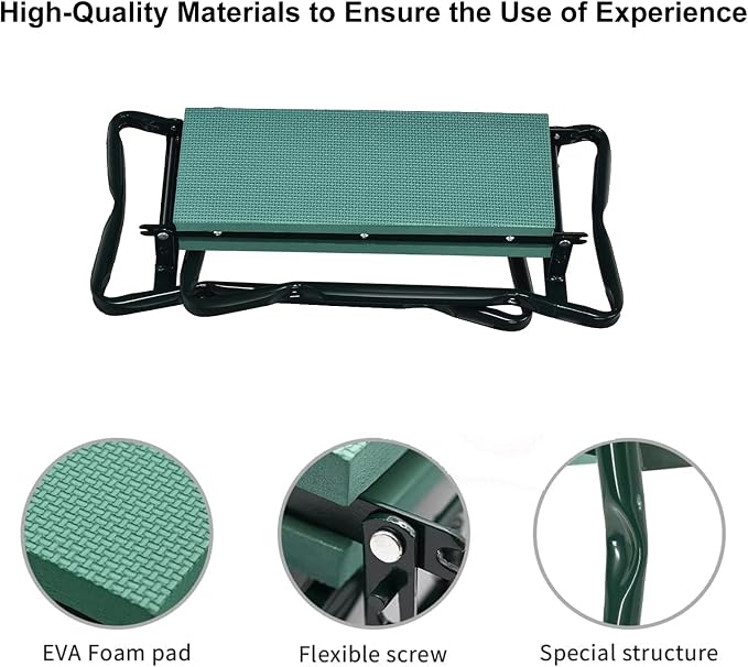 Garden Kneeler and Seat, Multifunctional Garden Kneeling Bench, Folding Gardening Stool, with a Tool Bags, EVA Foam Pad Outdoor Portable Kneeler Gardening Gifts for Women Men