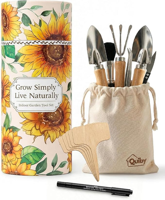 Indoor Gardening Tools, 19-Piece Small Garden Tools Set, House Plant Tools Set, Mini Garden Tools, Stainless Steel Herb Garden Tools, Succulent Tools, Indoor Plant Tools, Gardening Gifts for Women