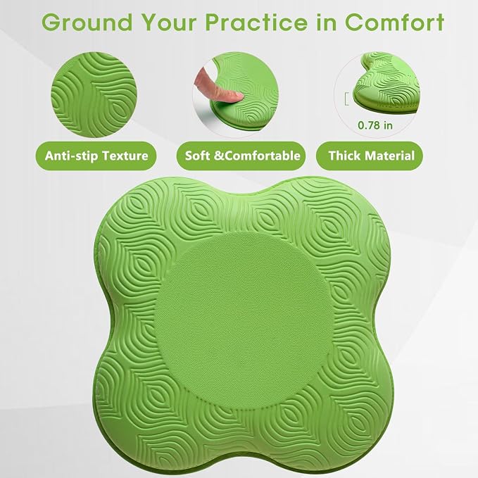 2 Pack Yoga Knee Pads Mat Set - Extra Thick Foam Kneeling Pad Cushion for Knees, Elbows, Wrists, Head - Yoga Essentials for Women Men, Non-Slip Pilates, Meditation, Floor Workouts
