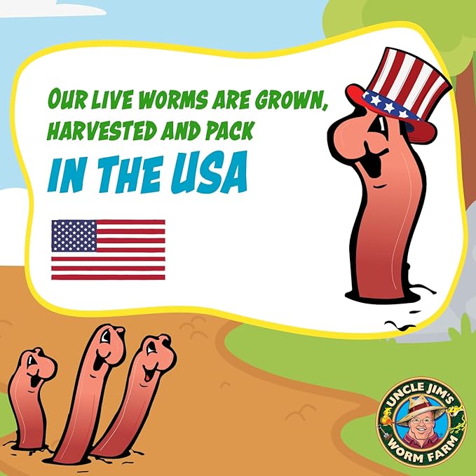 Uncle Jim's Worm Farm 500 Count Red Wiggler Composting Worms Mix for Garden Soil or Fishing | Starter Pack of Compost Worms Improves Soil Structure and Quality for Healthier Gardens