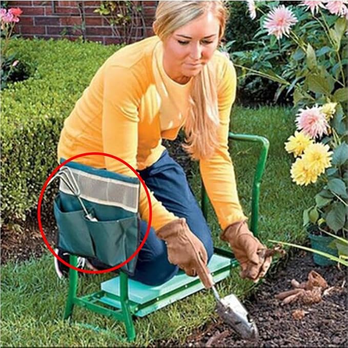 Garden Kneeler Side Bag 2 Pcs – Foldable Oxford Tool Pouch for Garden Kneeler Seat, Portable Gardening Accessories Storage Organizer
