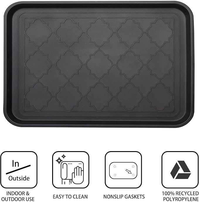 WATANIYA PET Boot Tray for Entryway Indoor, Heavy Duty Shoe Mat Tray 2 Packs, 16.7"x12.8" Waterproof Shoes Trays with Raised Edge, Outdoor Multi-Purpose Mats for Boots, Garden, Pets