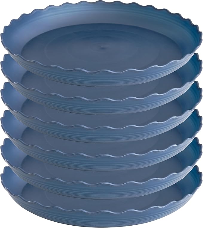 6 Pack Plant Saucer 8 inch, Heavy Duty Plastic Plant Water Tray, Planter Saucers, Flower Pot Tray Water Trays for Plant Pots (Blue)