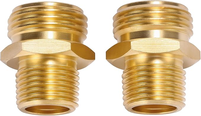 2 Pack 3/4" GHT to 1/2" NPT Male Connector, Brass Garden Hose Fitting, Male Hose Adapter,Brass Garden Hose to Pipe Fittings Connect