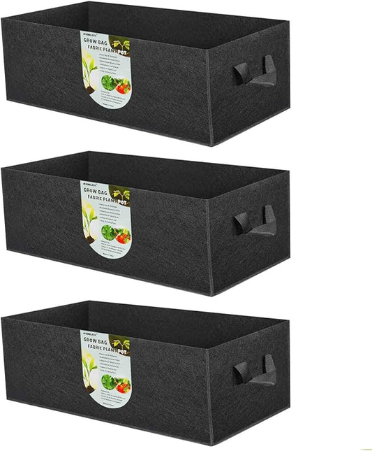 ANGELIOX 3 Pack 8 Gallon Grow Bags, 300G Thickened Nonwoven Fabric Garden Bed,30L Square Flower Planter Pots Containers with Handles for Potato Onion Carrot Taro Radish, Fruit,Flowers(50x30x20cm)