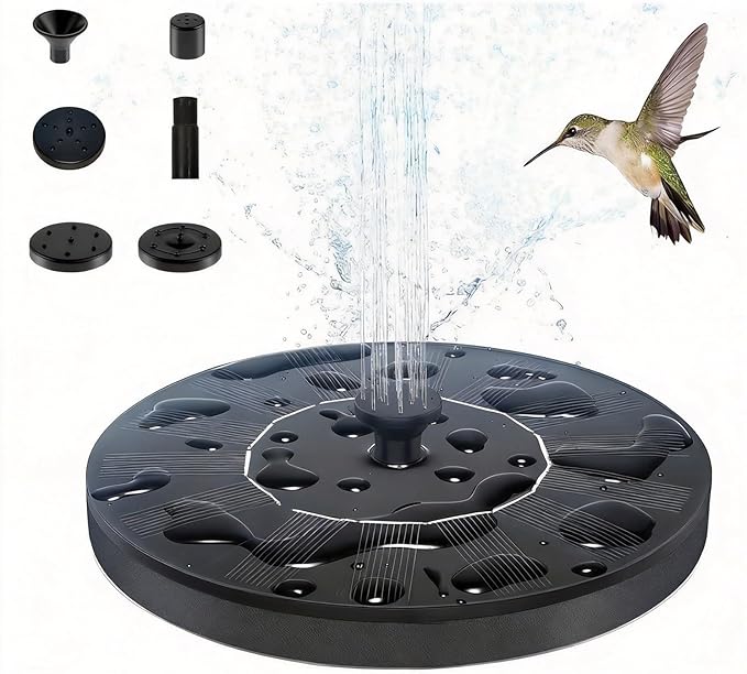 Honche Solar Powered Floating Fountain Water Pump for Bird Bath, Garden, Pond, Pool, Patio, Black-16cm-new