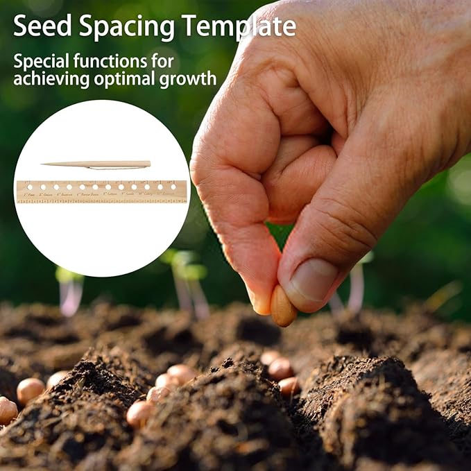 Plant Spacer Folding Ruler,Wooden Plant Ruler,Seeder Spacer Tool with Holes,Planting Ruler for Accurate Seed Spacing,Seeding Garden Template for Outdoor Raised Bed Gardening and Vegetable (1)