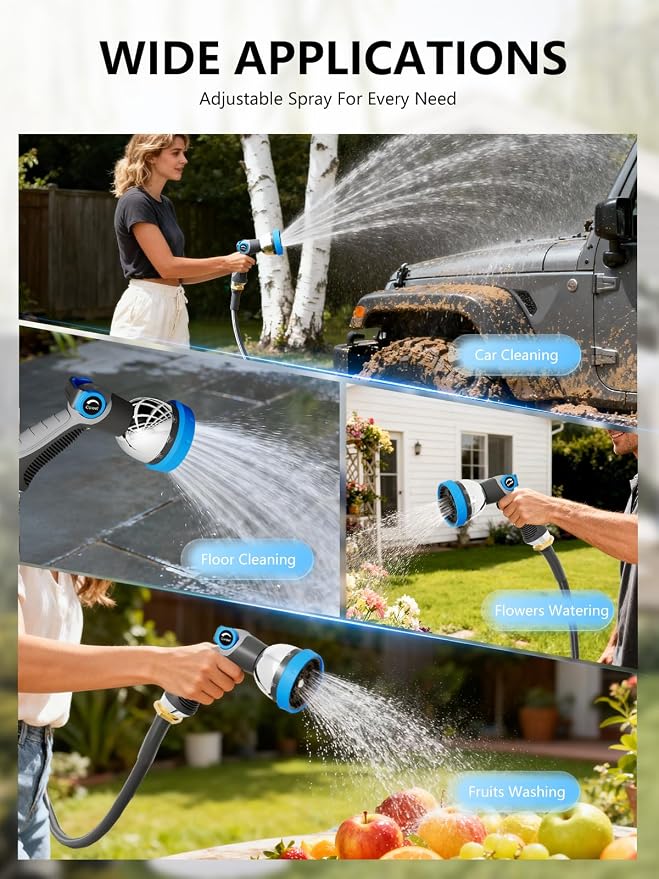 Retractable Garden Hose Reel 1/2 in x 65 ft Heavy Duty Automatic Water Hose Reel with 10-Function Sprayer Nozzle Kink-Free Auto Rewind Any-Length Lock 180° Swivel UV Resistant - Dark Gray