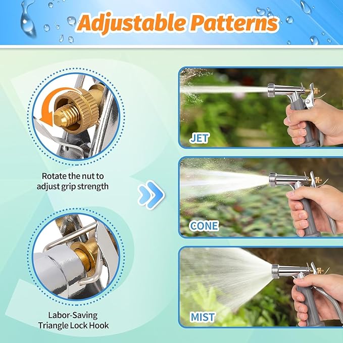 AUTOMAN Full Size Garden Hose Nozzle 4 Pack, High Pressure Pistol Grip Water Nozzle Sprayer with Threaded Front, Adjustable Spray Water Flow for Washing Car, Cleaning Ground, Watering Plants
