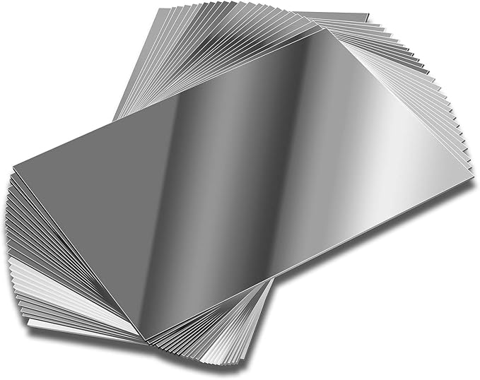 Elcoho 24 Pack Plastic Mirrors Decor Flexible Mirror Sheets Self Adhesive Mirror Tiles Silver Mirrors Board Card for Educational or Home Decor